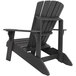 A black Lifetime Adirondack chair with a wooden seat on an outdoor patio.