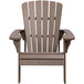 A light brown wood Adirondack chair with armrests.