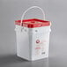 A white plastic pail with a red lid containing 20 lb. of pickled sushi ginger slices.
