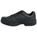 A black leather athletic shoe for men with laces.