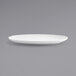 A white Front of the House porcelain oval coupe plate with a small rim.