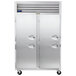 A large silver Traulsen G Series reach-in refrigerator with left/left hinged doors.