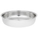 A stainless steel bowl with a handle.