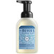 A white Mrs. Meyer's Clean Day foaming hand soap bottle with a blue label and black lid.
