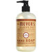 A Mrs. Meyer's Clean Day Oat Blossom scented hand soap bottle with a pump.