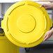 Rubbermaid FG265400YEL BRUTE Yellow 55 Gallon Round Trash Can Lid Main Thumbnail 1
