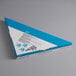 A white triangle-shaped box with blue and white writing for Ateco 454 disposable parchment triangle pastry bags.