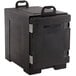 A black Choice front loading insulated food pan carrier with handles.