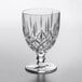 A close-up of a Nachtmann Noblesse crystal wine goblet.