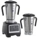Two AvaMix commercial food blenders, one with silver handles and one with black handles.