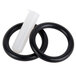 A white plastic tube with two black rubber o-rings.