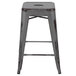 Flash Furniture ET-BT3503-24-SIL-GG 24" Distressed Silver Stackable Metal Counter Height Stool with Drain Hole Seat Main Thumbnail 3