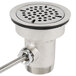 A silver Lever Handle Waste Valve for a sink drain with a metal drain hole.
