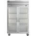 A Beverage-Air Horizon Series double glass door reach-in refrigerator with stainless steel doors.