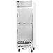 A Beverage-Air Horizon Series bottom mount reach-in refrigerator with half doors.