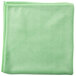 A folded green Unger SmartColor microfiber cloth.
