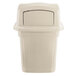 A beige Continental outdoor trash can with a two-door lid.