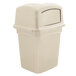 A beige Continental square trash can with two-door lid.