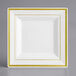 Visions 6" Square White Plastic Plate with Gold Bands - 120/Case Main Thumbnail 3