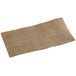 A brown rectangular object with a burlap print on a white background.