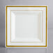 Visions 8" Square Bone / Ivory Plastic Plate with Gold Bands - 120/Case Main Thumbnail 3