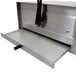 A stainless steel Benchmark USA Countertop Pizza Oven with a drawer open.