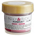 A plastic container of Roxy & Rich Burgundy Fondust food color with a label.