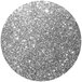 A silver glitter circle with sparkles on a white background.