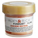 A close-up of a plastic container of Roxy & Rich Tuscan Brown Fondust with a lid.
