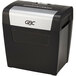 A black and silver GBC paper shredder on a counter.