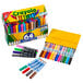 A box of Crayola broad point washable markers with 64 colors.