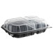 11" x 8 1/2" x 3" Microwaveable 3-Compartment (28 / 8 / 8 oz.) Plastic Hinged Container - 116/Case Main Thumbnail 2