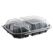 11" x 8 1/2" x 3" Microwaveable 3-Compartment (28 / 8 / 8 oz.) Plastic Hinged Container - 116/Case Main Thumbnail 3
