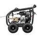 A black and white Simpson pressure washer with wheels and a handle.