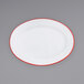 Crow Canyon Home V94RED Vintage 11 7/8" x 8 11/16" White Enamelware Oval Plate with Red Rolled Rim Main Thumbnail 1