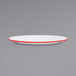 Crow Canyon Home V94RED Vintage 11 7/8" x 8 11/16" White Enamelware Oval Plate with Red Rolled Rim Main Thumbnail 2