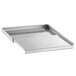 A Regency stainless steel rectangular tray with a sliding lid on a counter.