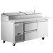 Avantco SSPPT-2D 67" 1 Door Refrigerated Pizza Prep Table with 2 Drawers Main Thumbnail 3