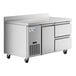 An Avantco stainless steel worktop refrigerator with drawers on wheels.