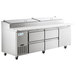 Avantco SSPPT-3K 93" 1 Door Refrigerated Pizza Prep Table with 4 Drawers Main Thumbnail 3