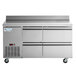 Avantco 60" Stainless Steel Four Drawer Extra Deep Worktop Refrigerator with 3 1/2" Backsplash Main Thumbnail 4