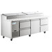 Avantco SSPPT-3J 93" 1 Door Refrigerated Pizza Prep Table with 4 Drawers Main Thumbnail 3
