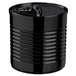 A Solia black plastic tin can with a lid.