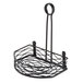 An American Metalcraft black wrought iron birdnest condiment caddy with a handle.