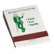 A box of D.D. Bean & Sons Co customizable matchbooks on a table with a green and white drawing of a man.
