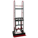 A red and black Wesco Industrial Products steel appliance hand truck with wheels.
