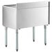 A Regency stainless steel underbar ice bin with sliding lid and bottle holders.