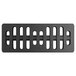 A black rectangular plastic dunnage rack with slotted top.