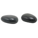 A pair of black oval Front of the House porcelain salt and pepper shakers with holes in the top.