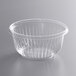 A clear Dart plastic bowl with a ribbed bottom.
